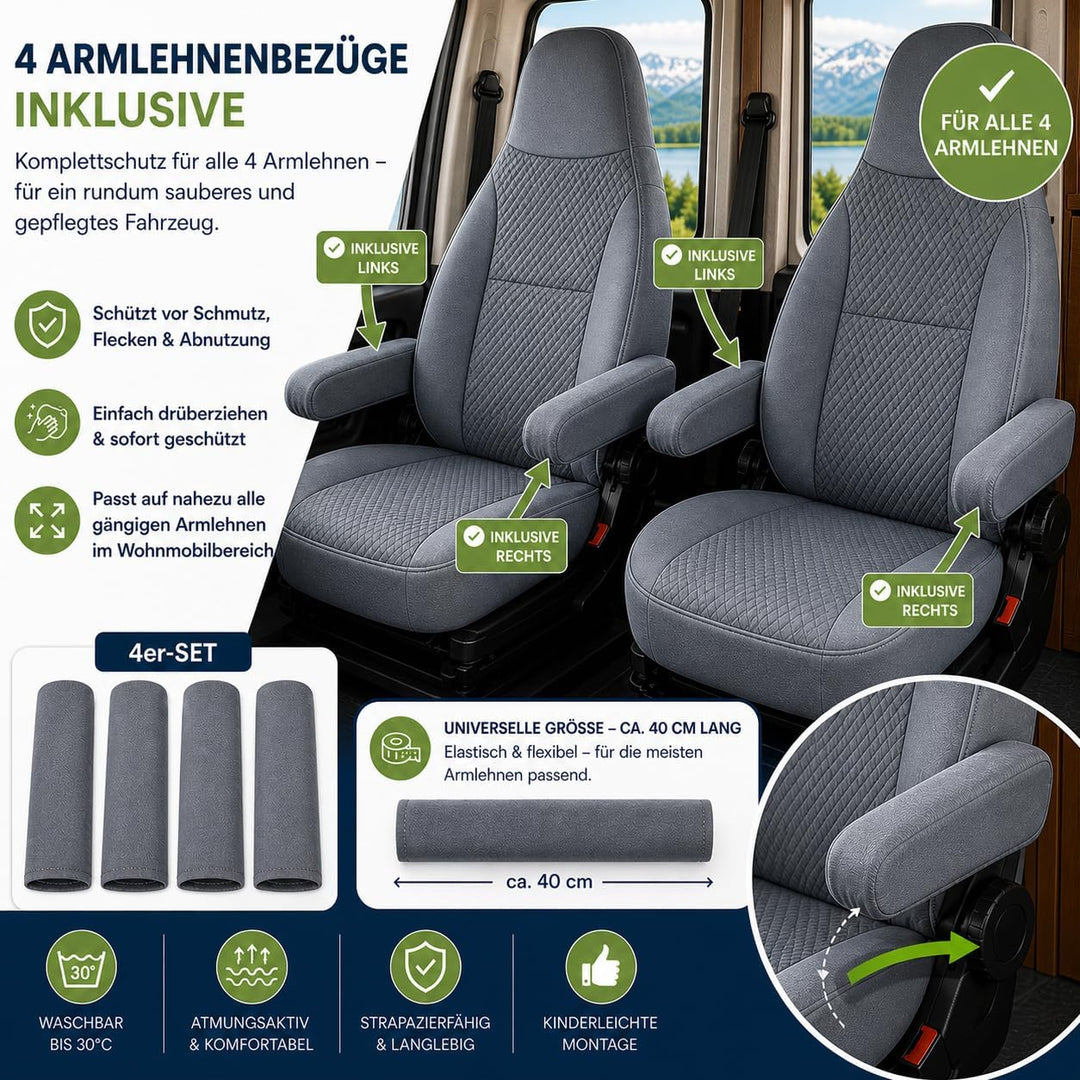 Generisch Sitzbezüge für Wohnmobile, Pilotsitze, Fahrersitz und Beifahrersitz, 2 Sitzer, Hochwertige