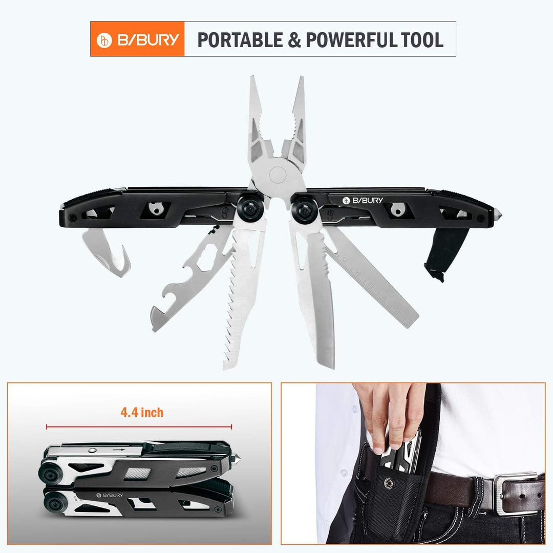 Geschenke für Männer, BIBURY 18 in 1 Taschenwerkzeug, Faltbares Multitools Edelstahl, Multifunktiona