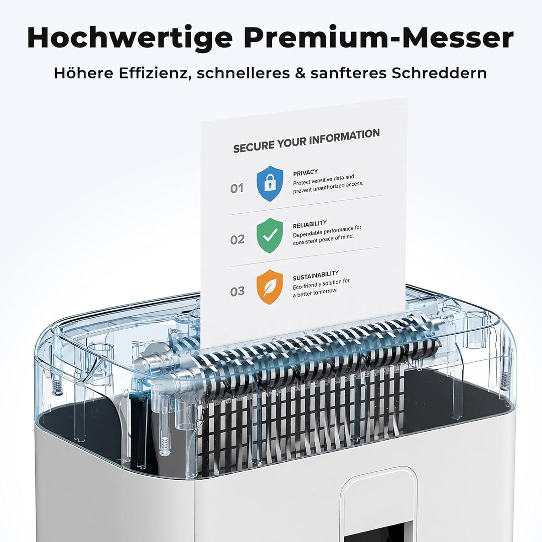 200 Blatt Aktenvernichter P-5 Partikelschnitt Aktenvernichter, 7 Blatt manuell, 40 Min Dauerbetrieb,