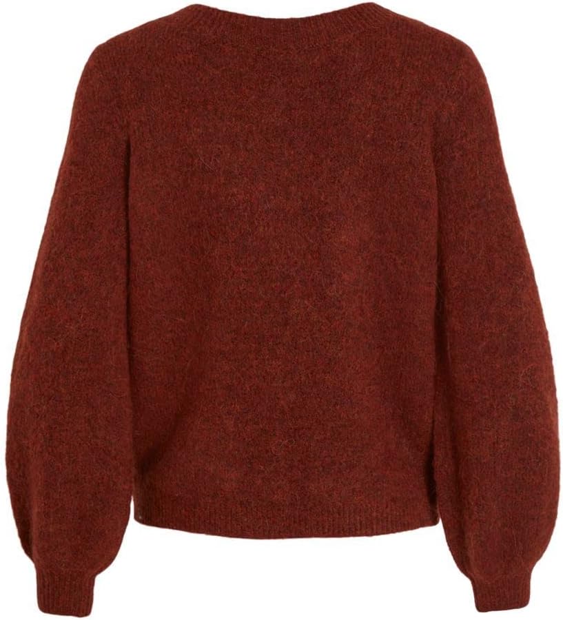 Vila Damen Vijamina Rev V-Neck L/S Knit Top-Noos Strickpullover XL Fired Brick, XL Fired Brick