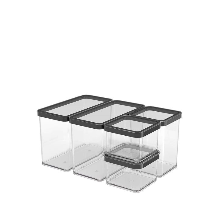 Rotho Loft 5er-Set Vorratsdosen mit Deckel | Behälter für Lebensmittelaufbewahrung | aromadicht & le