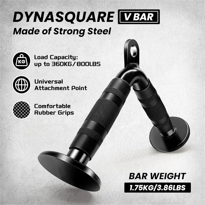 DYNASQUARE Lat Pull Down Attachments Drehbarer Reihengriff + V-Stange + gerade Stange + Trizepsseil,