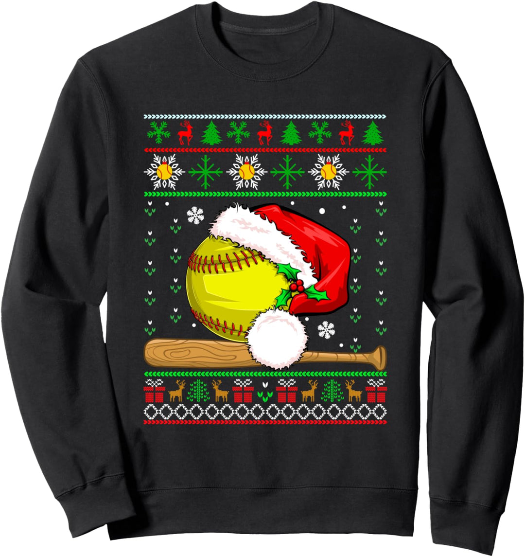 Santa Softball Ball Christmas Costume Player Family Kids Sweatshirt