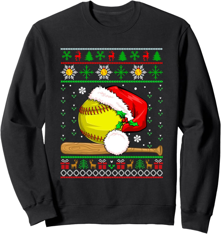 Santa Softball Ball Christmas Costume Player Family Kids Sweatshirt