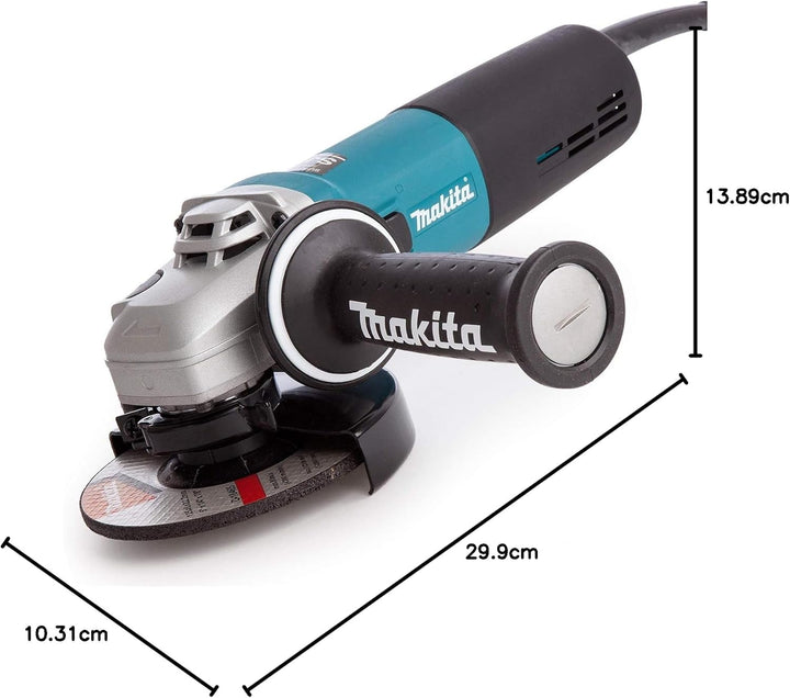 Makita 9565CR Winkelschleifer 125 mm, 1.400 W, Schwarz, Cyan, Silber mit Konstantelektronik, mit Kon