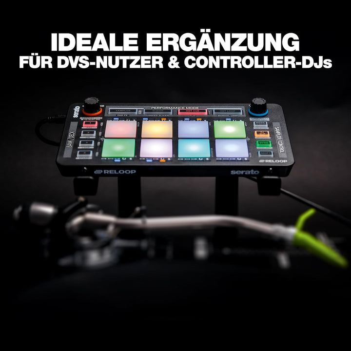 Reloop Neon – Add-On USB DJ Controller mit anschlagdynamischen RGB-Performance-Drumpads, Plug and Pl