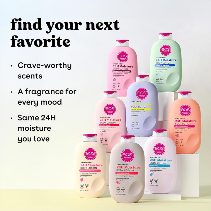 eos Shea Better Body Lotion- Fresh & Cozy, 24-Hour Moisture Skin Care, Lightweight & Non-Greasy, Mad