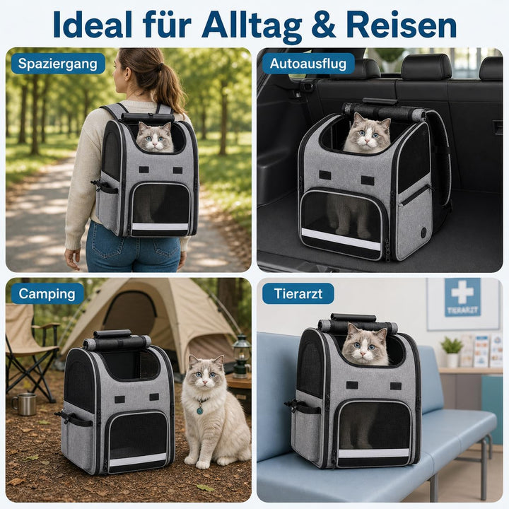 Katzenrucksack Faltbar, Hunde Rucksack, Haustier Rucksack mit verstellbaren Schultergurten, Abnehmba