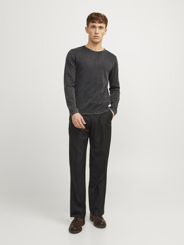 JACK & JONES Male Strickpullover mit Rundhals Einfarbig Strickpullover mit Rundhals XL Grau (Caviar)
