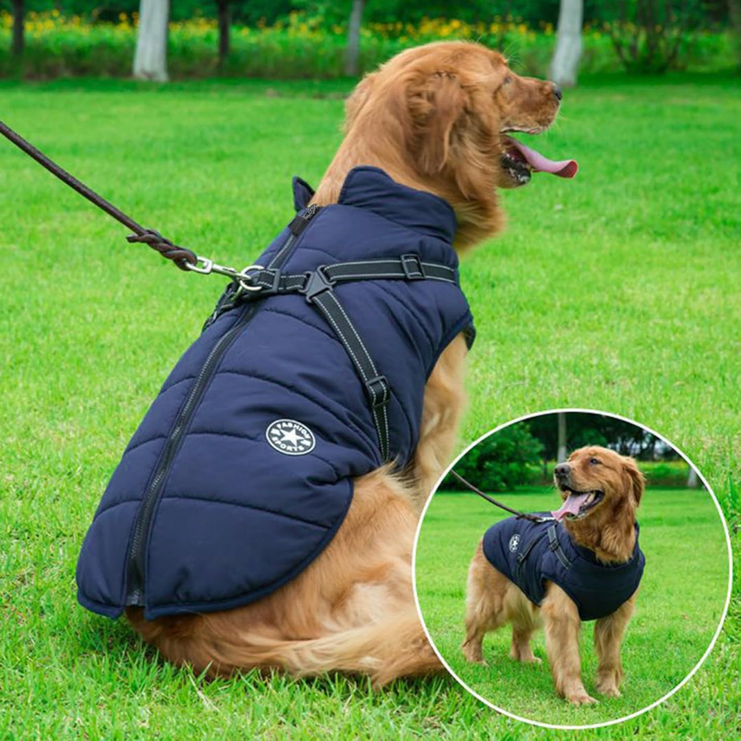 Aiboria Hundejacken für den Winter Winddicht Wasserdicht 2 in 1 Outfit Kaltwettermantel Hundewesteng