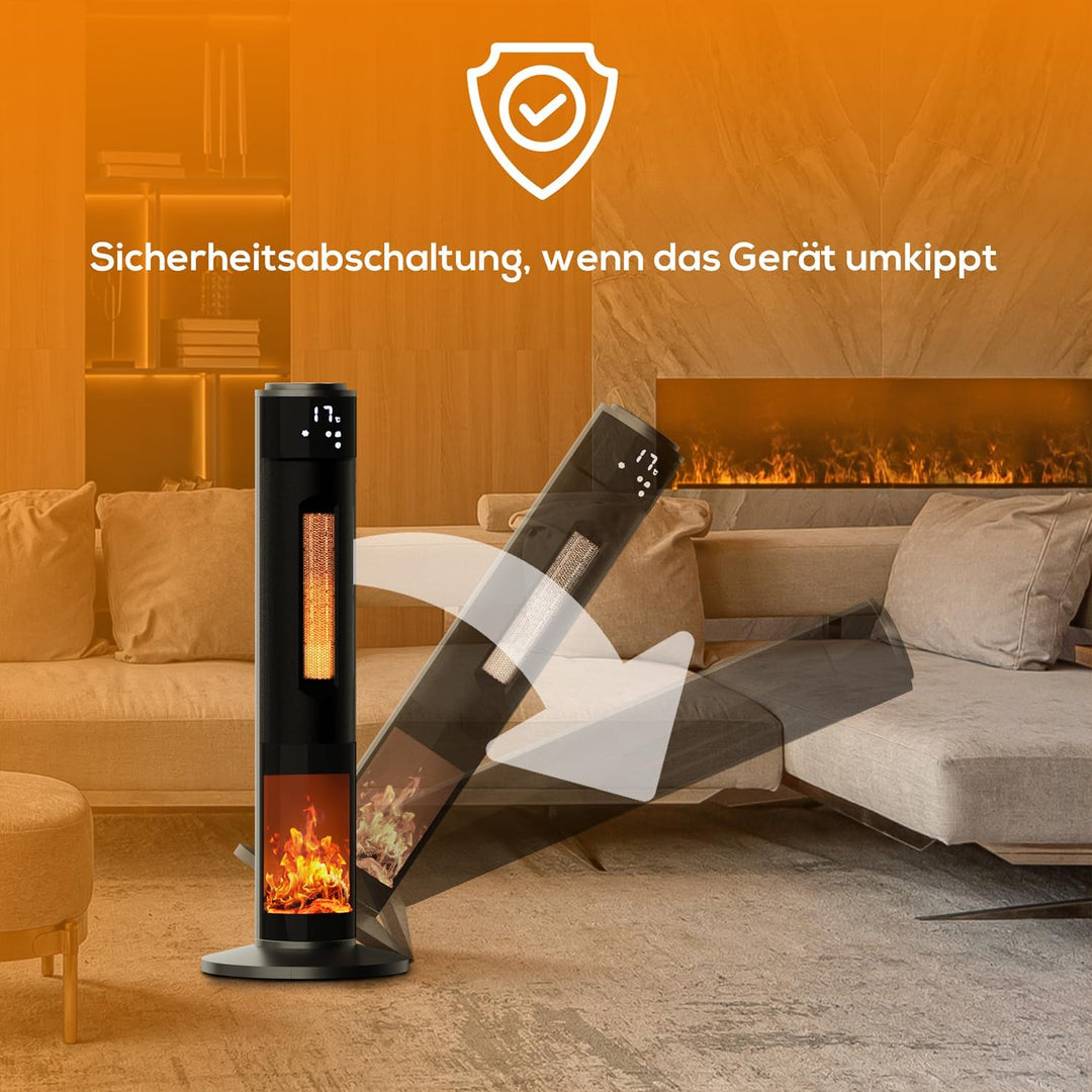 Tronitechnik® Heizlüfter Turmheizstrahler 1000 / 2000W Heizstrahler Standheizstrahler mit Fernbedien