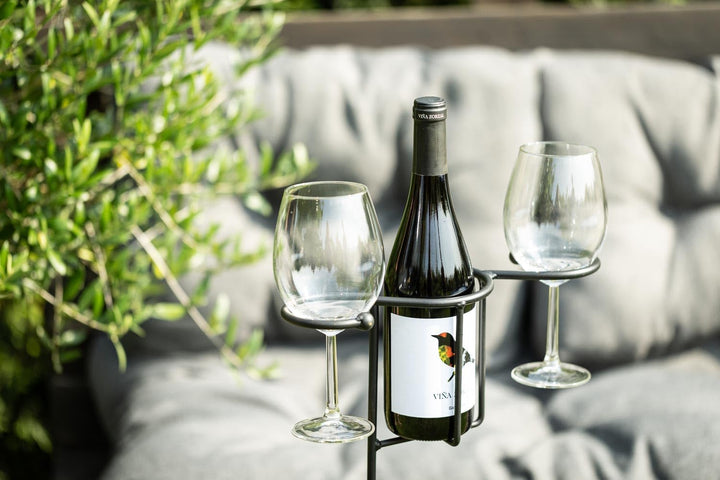 Bornhöft Weinflaschen und 2er Glashalter für den Garten Gartenstecker Weinglas Beetstecker Terrasse