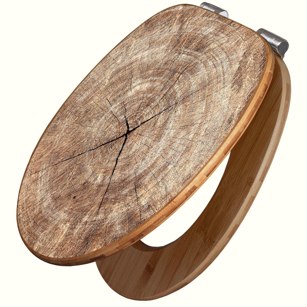 banjado Design WC Sitz Bambus Absenkautomatik 45,8x37,5cm - Toilettendeckel mit Absenkautomatik Holz