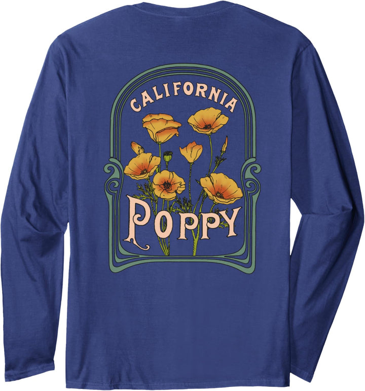 California Poppy Creative Outline and Picture Front & Back Langarmshirt