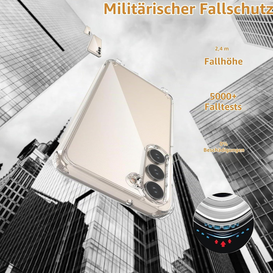 Handykette für Samsung Galaxy S24 5G Hülle mit Band, Beige | Necklace Handyhülle, Transparente Case