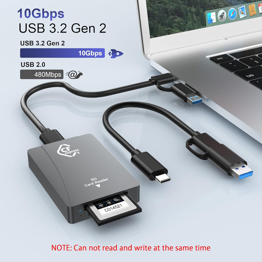 CFexpress / SD Kartenleser Typ B USB 3.2 Gen2 10 Gbit/s CFexpress Speicherkartenleser aus Aluminium