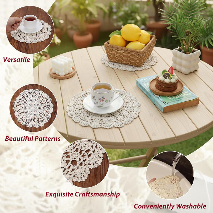 kilofly Häkel-Tischsets, Baumwolle, Spitze, 4 Stück, Persien, Beige, 25,4 cm 10 inch beige, 10 inch