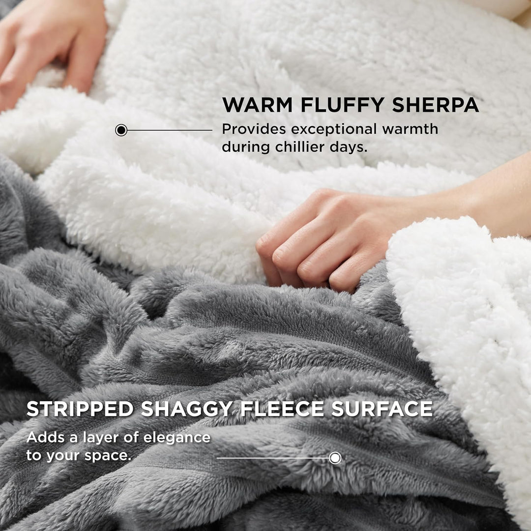BEDSURE Sherpa Decke Grau - Warme Dicke Kuscheldecke Flauschig, Sofadecke Couchdecke Winterdecke, Wo