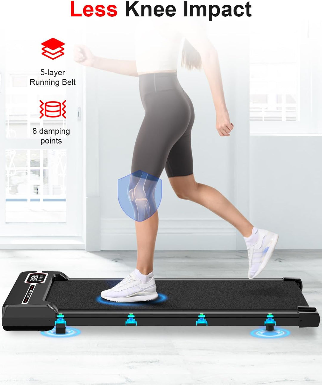 Dskeuzeew Walking Pad 2 in 1 - Laufband für Zuhause Gehband 1-8km/h unter Schreibtisch Elektrisches