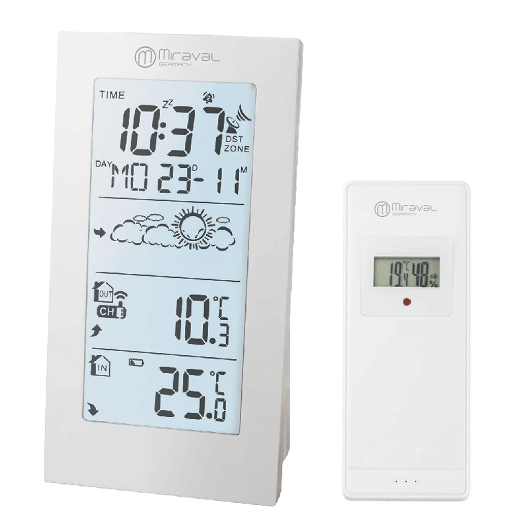Miraval Funk-Wetterstation mit Aussensensor, Digital, Schwarz, DCF77-Funksignal, Temperaturanzeige °