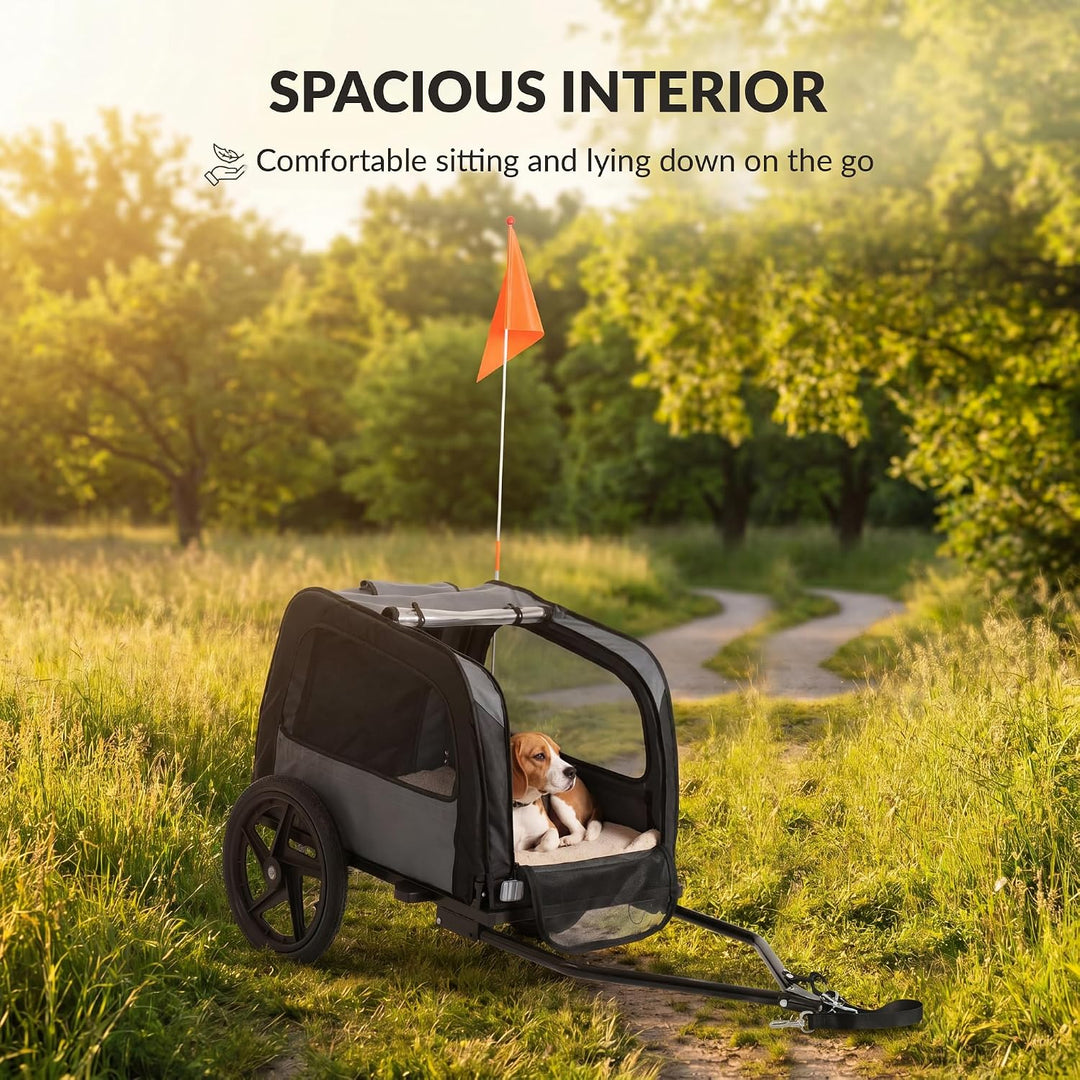 Fahrradanhänger für Hunde, 2-in-1, faltbar, mit Buggy-Funktion, Bollerwagen für kleine Hunde, Belüft