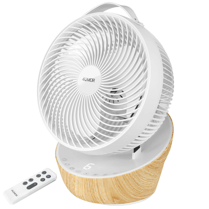 4UMOR Ventilator leise 20dB 7,6m/s Turbo 21W DC Motor 12 Geschwindigkeiten Tischventilator sehr Leis