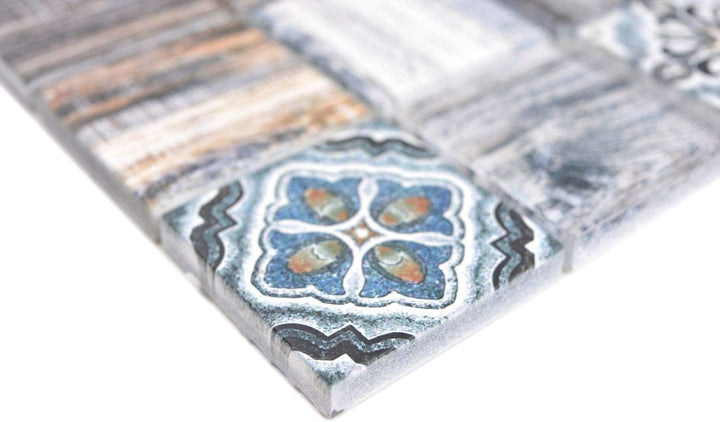 Mosaik Fliese Quadrat Crystal mix blau für WAND KÜCHE Wandverblender Fliesenspiegel Verkleidung | 10