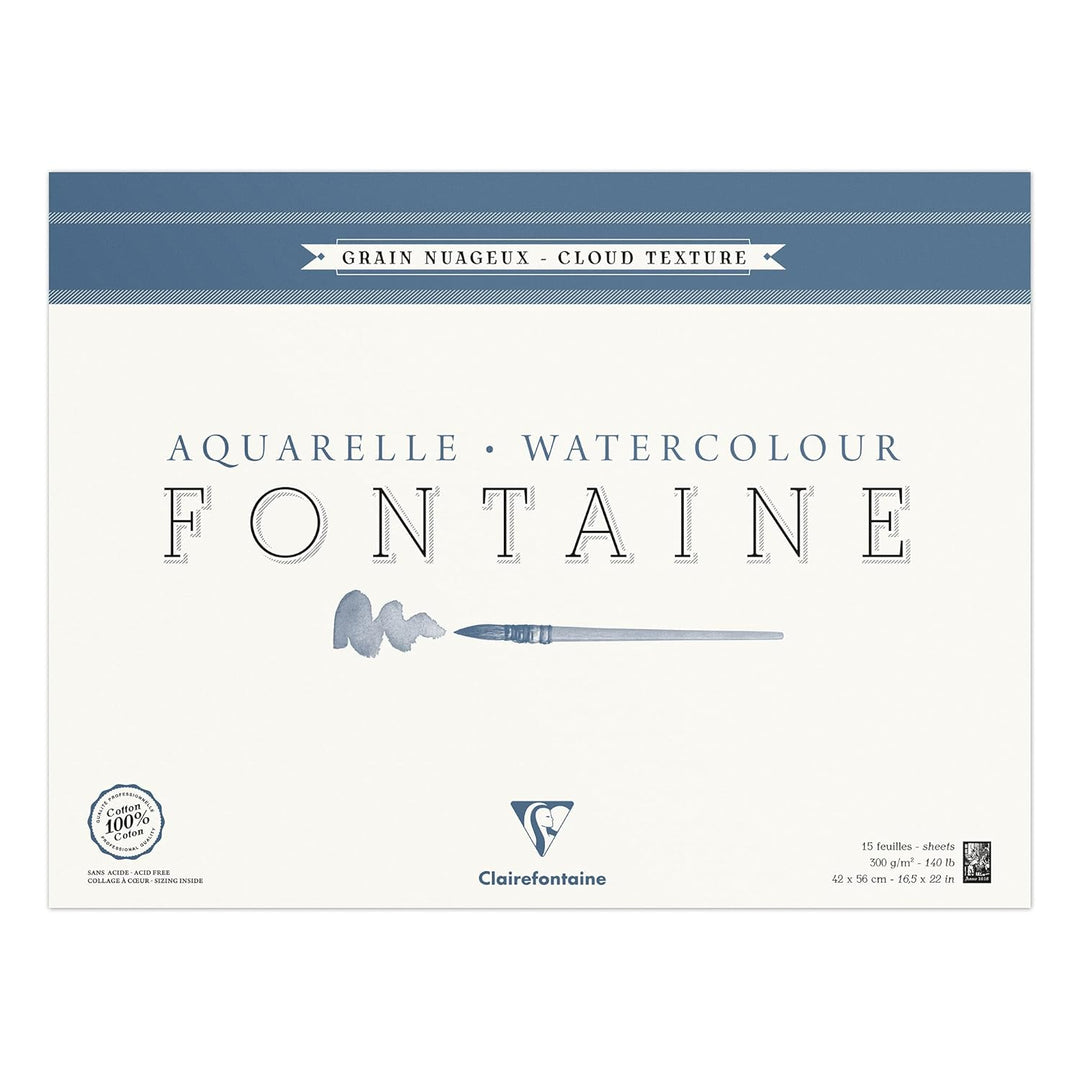 Clairefontaine 96424C Malblock, 4-seitig verleimt Aquarellpapier Torchon Wolke, Fontaine/Hadern, 42