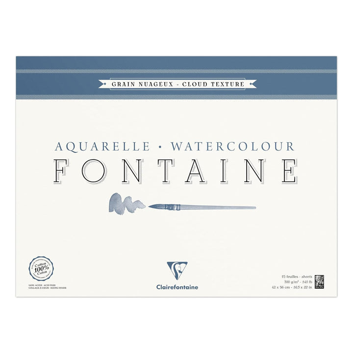 Clairefontaine 96424C Malblock, 4-seitig verleimt Aquarellpapier Torchon Wolke, Fontaine/Hadern, 42