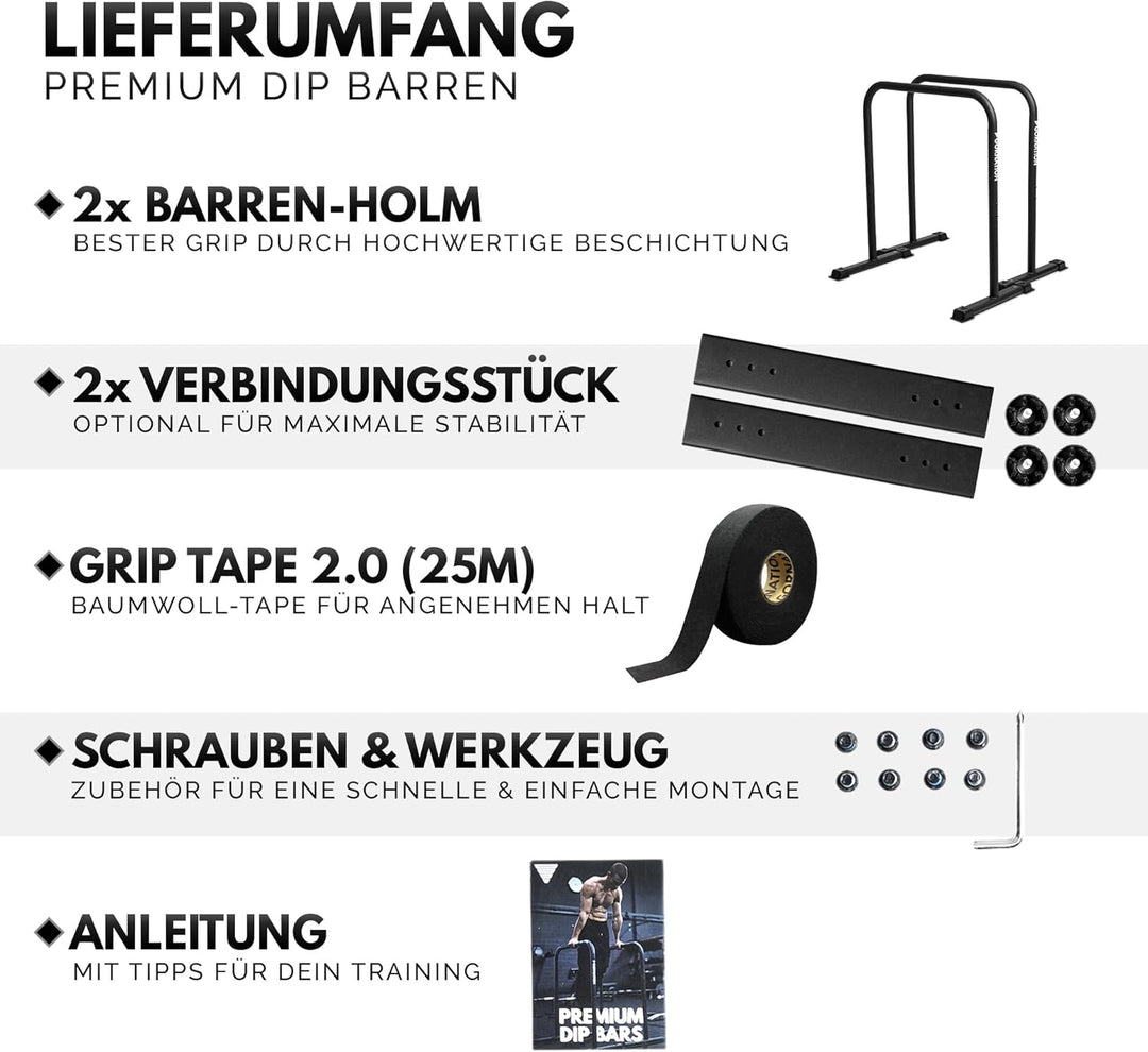 GORNATION Premium Dip Barren, Dip Stange, Verstellbares Calisthenics & Fitness Trainingsgerät mit ru