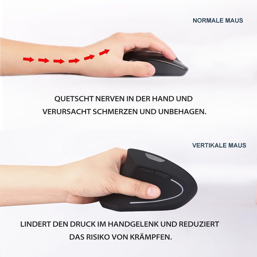 2,4 GHz Kabellose Vertikale Ergonomische Maus und Tastatur Combo Ultradünne tragbare Grösse für PC D