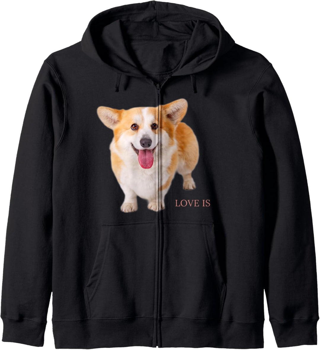 Corgi T-Shirt für Herren, Love Is Dog, Mama, Papa, Welpen, Haustiere, Frauen, Kinder Kapuzenjacke