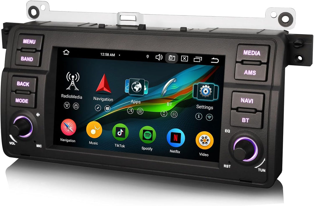 Erisin Acht Kern 4GB+64GB Android 14 Autoradio Für BMW 3er E46 316 320 MG ZT Rover 75 mit GPS Naviga