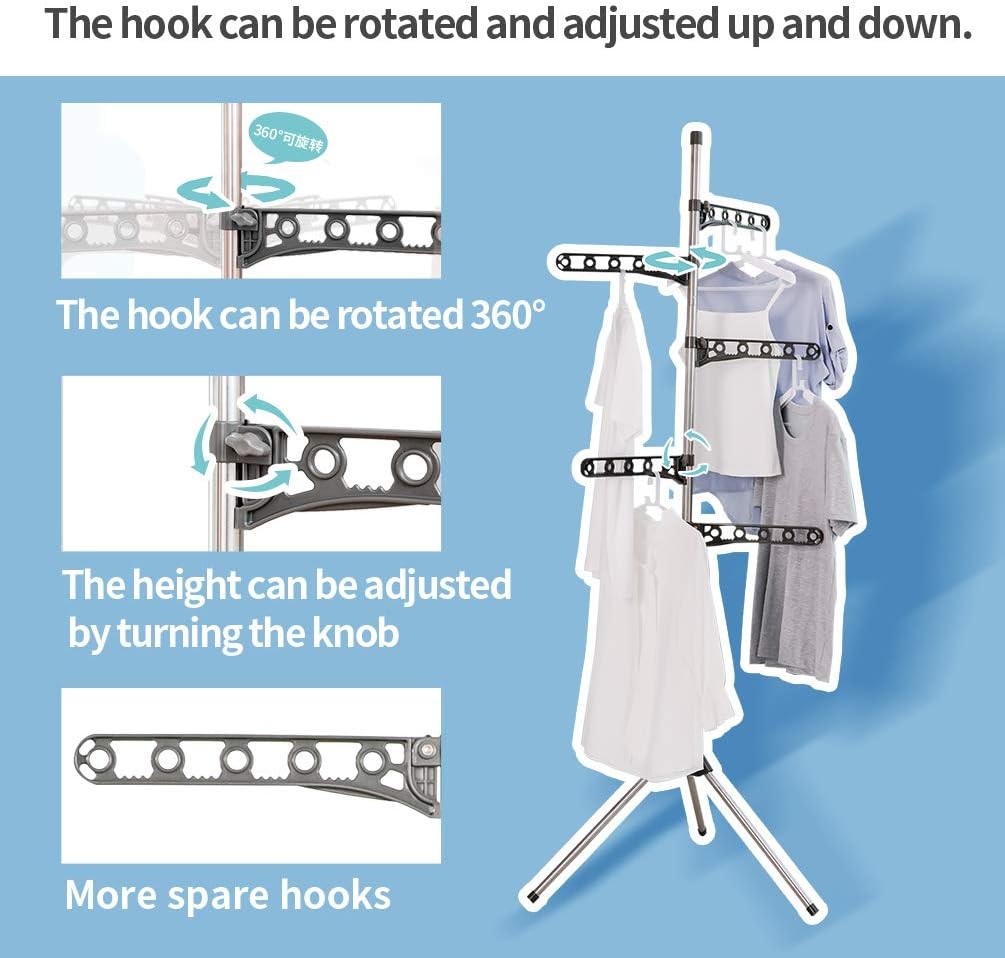 BAOYOUNI Faltbarer Wäscheständer für Hemden Klappbarer Kleiderständer Bügelwäscheständer mit 5 Verst
