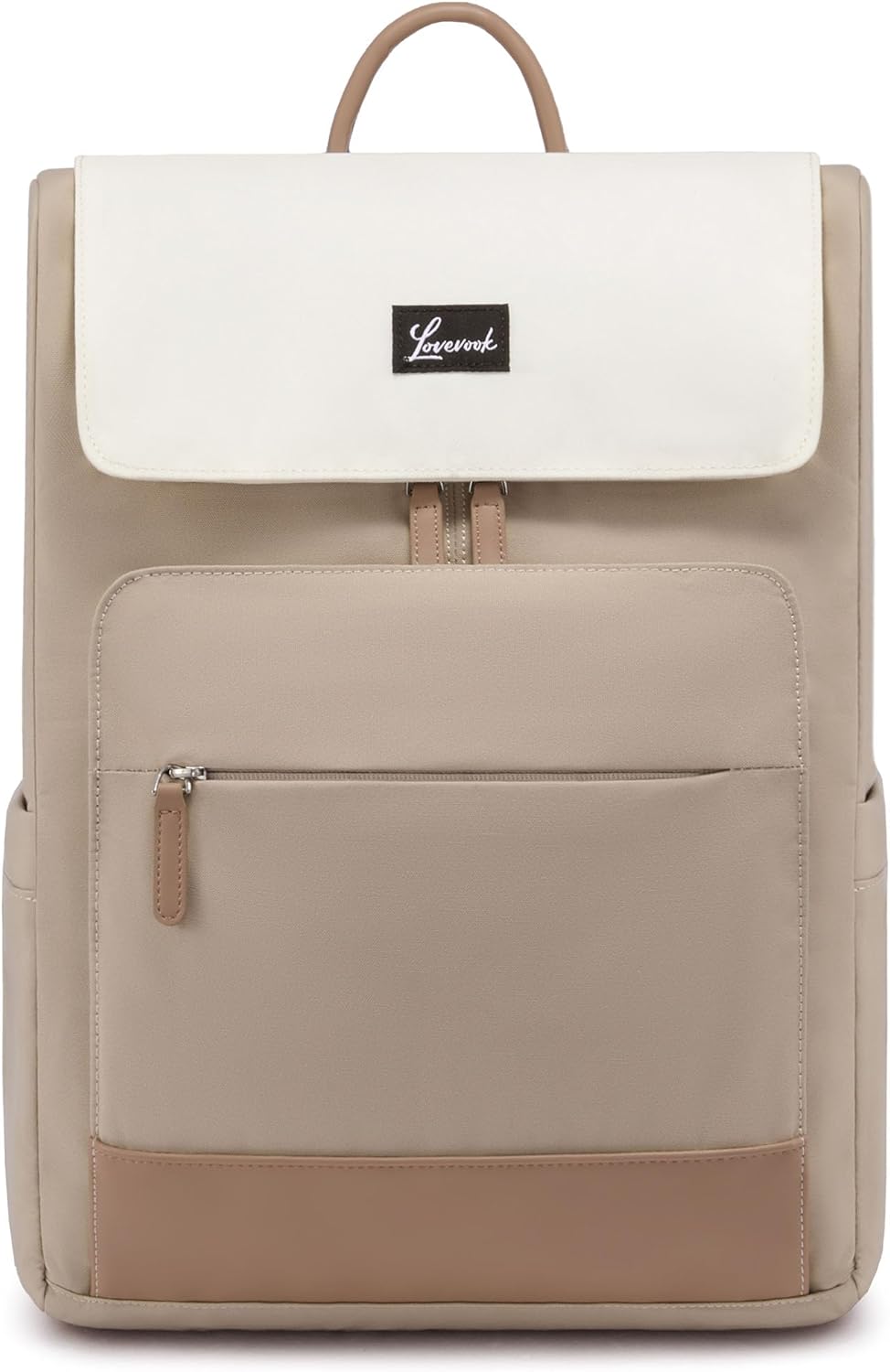 LOVEVOOK Rucksack Damen, 15,6 Zoll Laptop Schulrucksack Teenager Beige Khaki 15.6", Beige Khaki 15.6