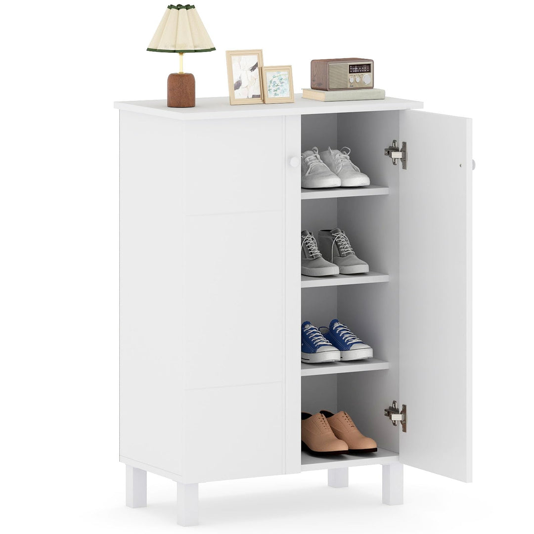 GIANTEX Schuhschrank mit 4 Ebenen, Schuhregal mit abnehmbaren Ablagen, Schmale Schuhkommode für Flur