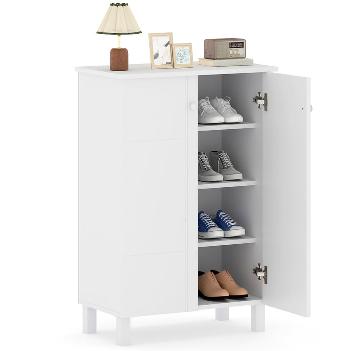 GIANTEX Schuhschrank mit 4 Ebenen, Schuhregal mit abnehmbaren Ablagen, Schmale Schuhkommode für Flur