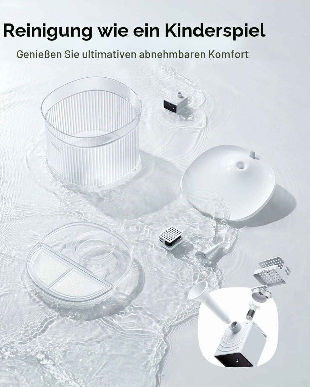 Homerunpet Katzenbrunnen Kabellos mit Bewegungsmelder &amp; Ultraleiser Kabelloser Pumpe, BPA-freier Tri