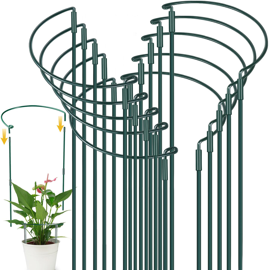 YeahBoom 10 Stück Pflanzenstützen Halbrund Pflanzenstütze Ringkäfige,40x25cm Pflanzenringe Rund,Pfla