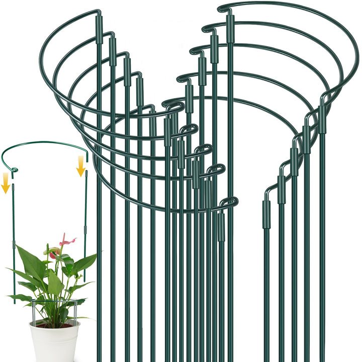 YeahBoom 10 Stück Pflanzenstützen Halbrund Pflanzenstütze Ringkäfige,40x25cm Pflanzenringe Rund,Pfla