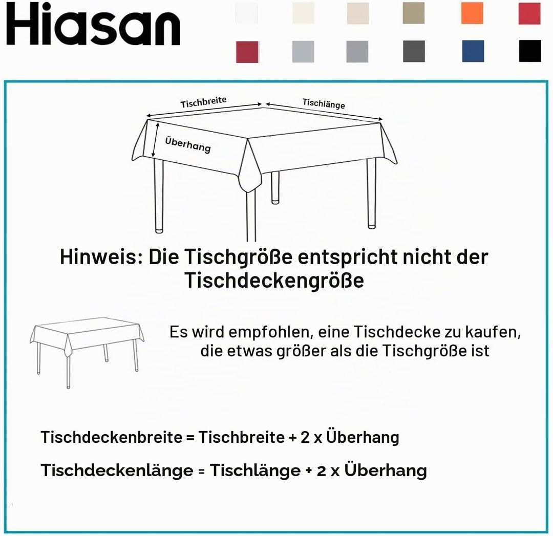Hiasan Glatt Tischdecke Fleckenabweisend Tischtuch mit Lotuseffekt Leicht Wasserabweisend Tischwäsch