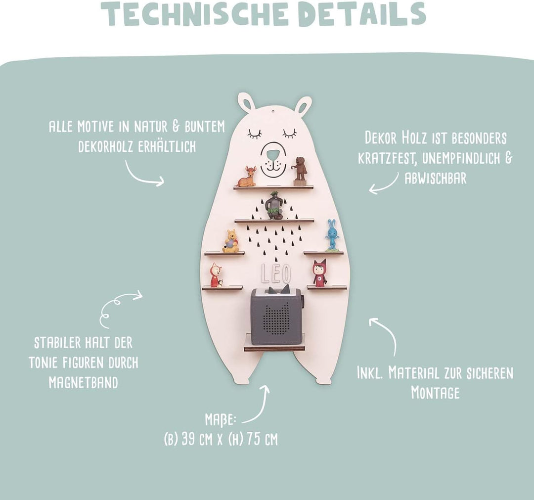 HeLLo mini Personalisiertes Regal für die Toniebox Junge - Wandregal mit Wunschnamen fürs Kinderzimm