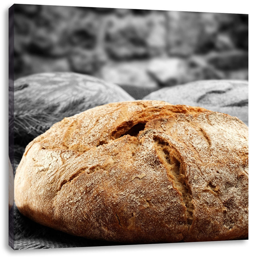 Pixxprint knuspriges Brot als Leinwandbild Quadratisch/Grösse: 70x70 / Wandbild/Kunstdruck/fertig be