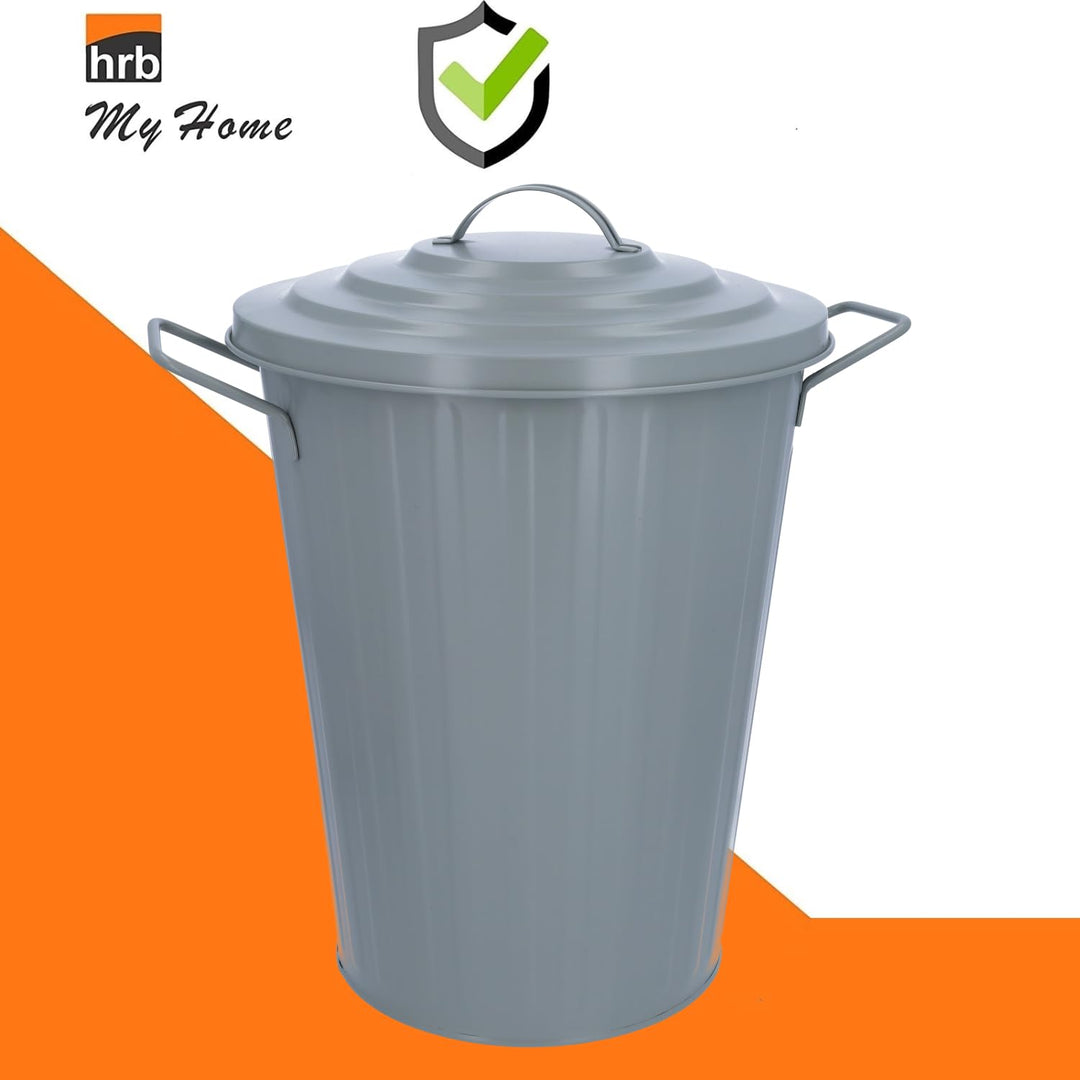 HRB Mülleimer mit Deckel Zink grau, 20 Liter Anthrazit 20 Liter, Anthrazit 20 Liter