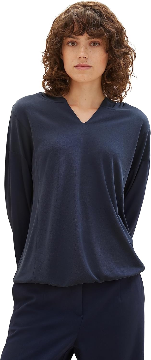 TOM TAILOR Damen T-Shirt mit Kapuze M 10668 - Sky Captain Blue, M 10668 - Sky Captain Blue