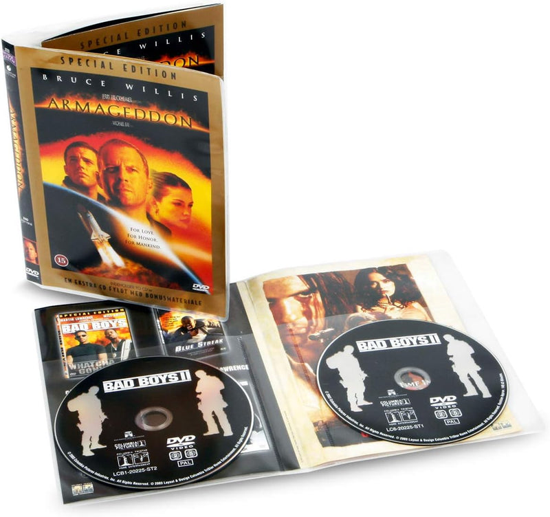3L Fr 10280 Doppel-DVD-Hüllen, transparent, zum Aufbewahren von jeweils 2 Scheiben und 1 Deckel, 50