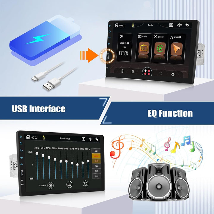 CAMECHO 1 DIN Radio mit Carplay Wireless Android Auto, Autoradio mit 9 Zoll Bildschirm,Bluetooth Fre