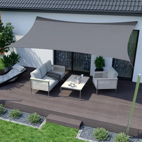 jarolift Basic Sonnensegel Rechteckig, Wasserabweisend, Sonnenschutz Sichtschutz für Terrasse Garten