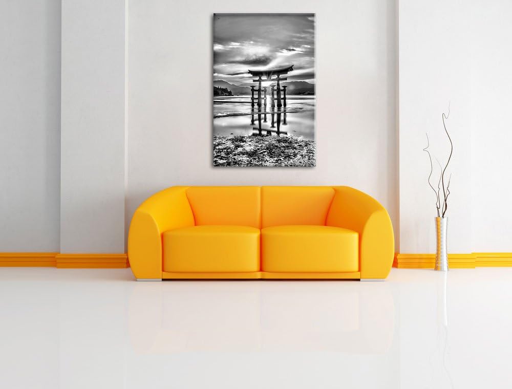 Pixxprint Torii Gate in Miyajima Japan / 100x70cm Leinwandbild bespannt auf Holzrahmen/Wandbild Kuns