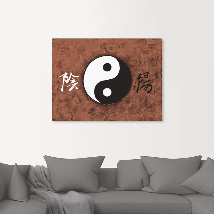 ARTLAND Wanddeko Leinwand Bilder Wandbild A. S. Ying & Yang_braun Statement Bilder Zeichen Malerei B